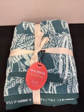 Opalhouse Teal & White Botanical Towel Set
